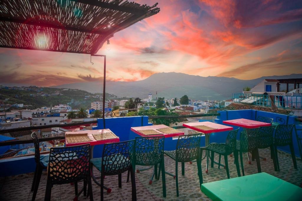 Riad Dar Chourafa terrace view mountain